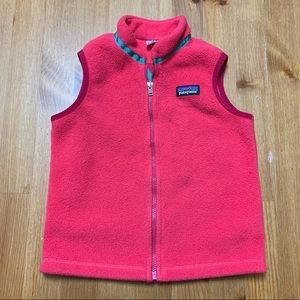 Patagonia Toddler Synchilla Vest in Bright Pink with Teal Accents